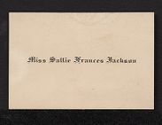 Name Card for Miss Sallie Frances Jackson